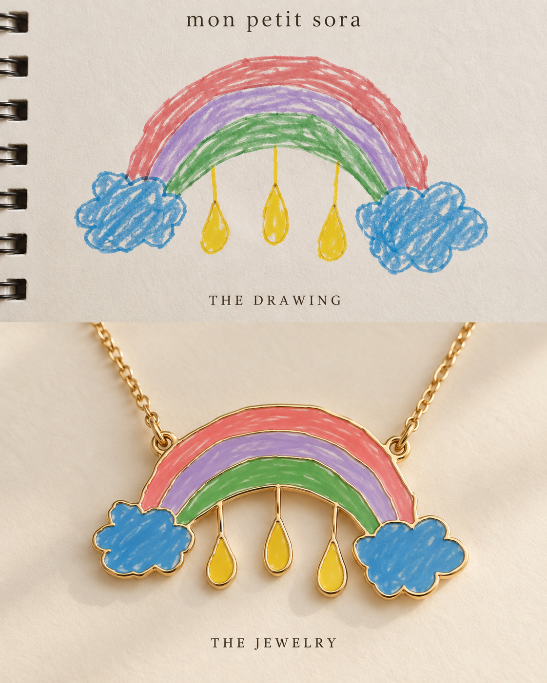 After the Rain Necklace detailed enamel jewelry concept