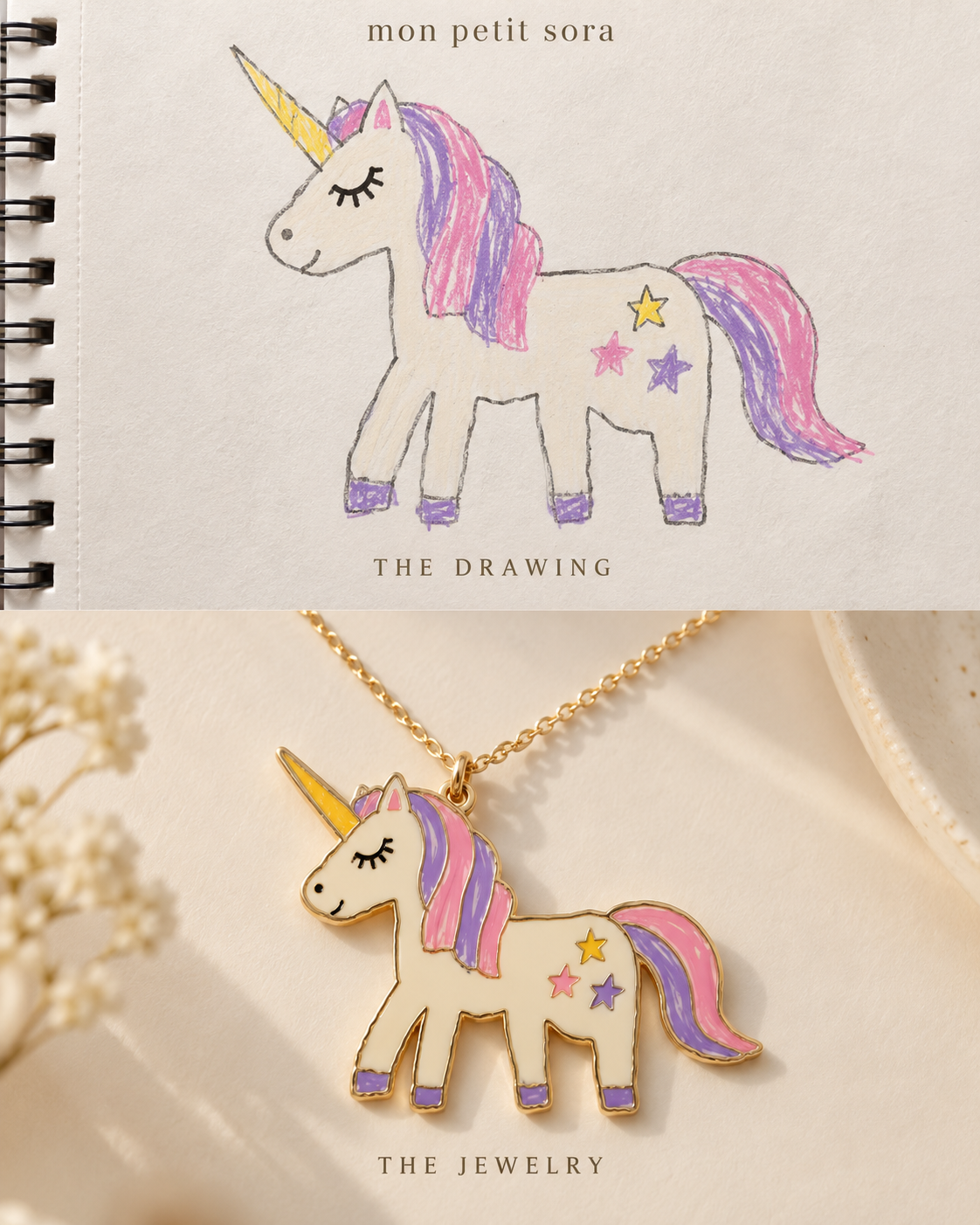 Little Unicorn Necklace detailed enamel jewelry concept