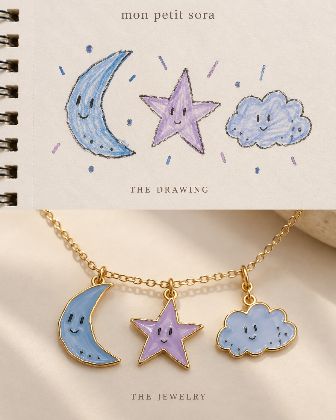 Moon & You Necklace detailed enamel jewelry concept