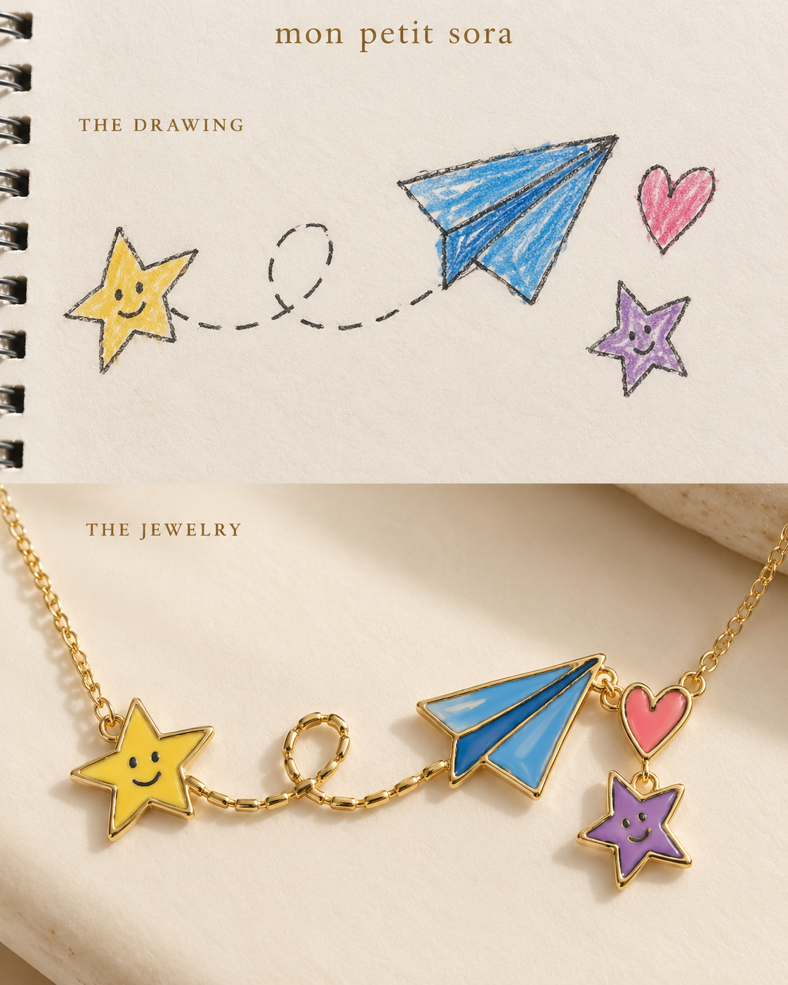 Paper Wishes Necklace detailed enamel jewelry concept