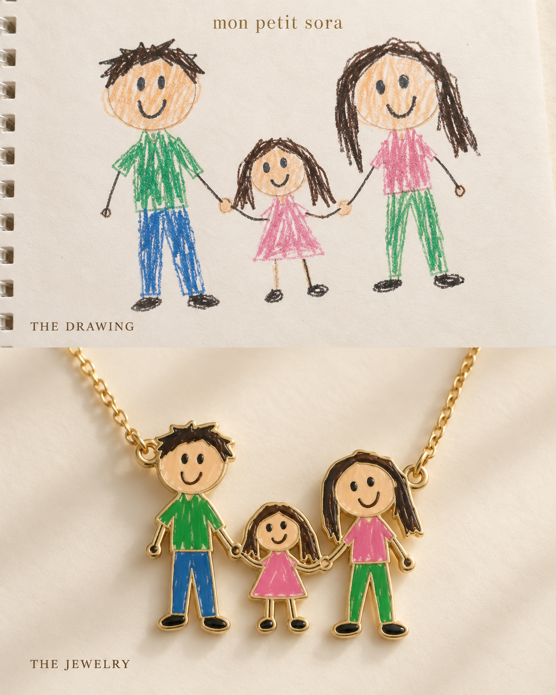 Hand in Hand Necklace detailed enamel jewelry concept