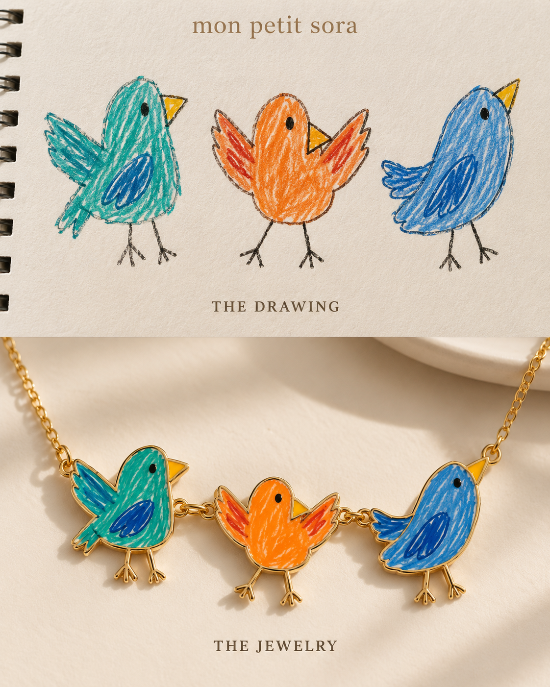 Little Sparrow Necklace detailed enamel jewelry concept