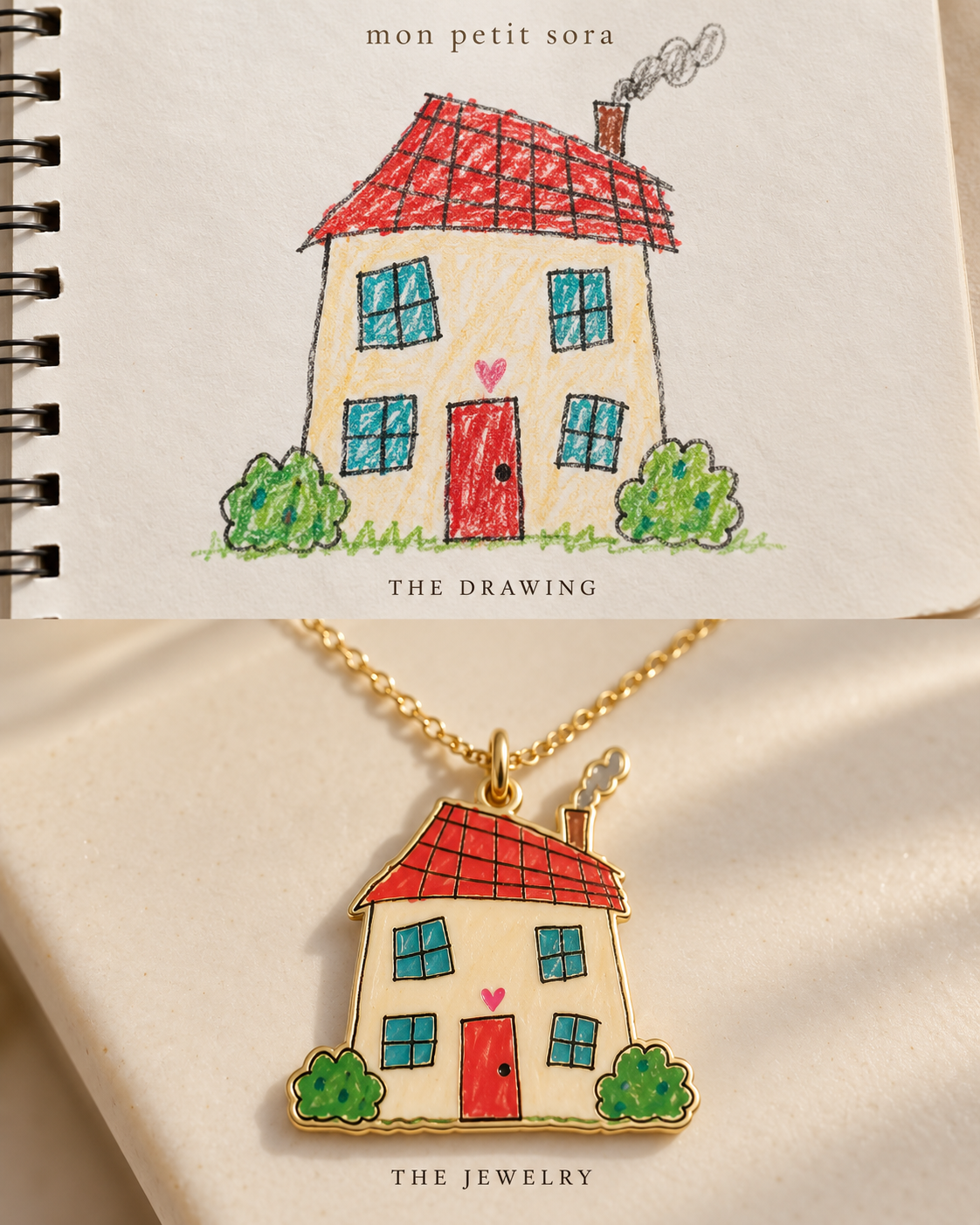 Our Little Home Necklace detailed enamel jewelry concept