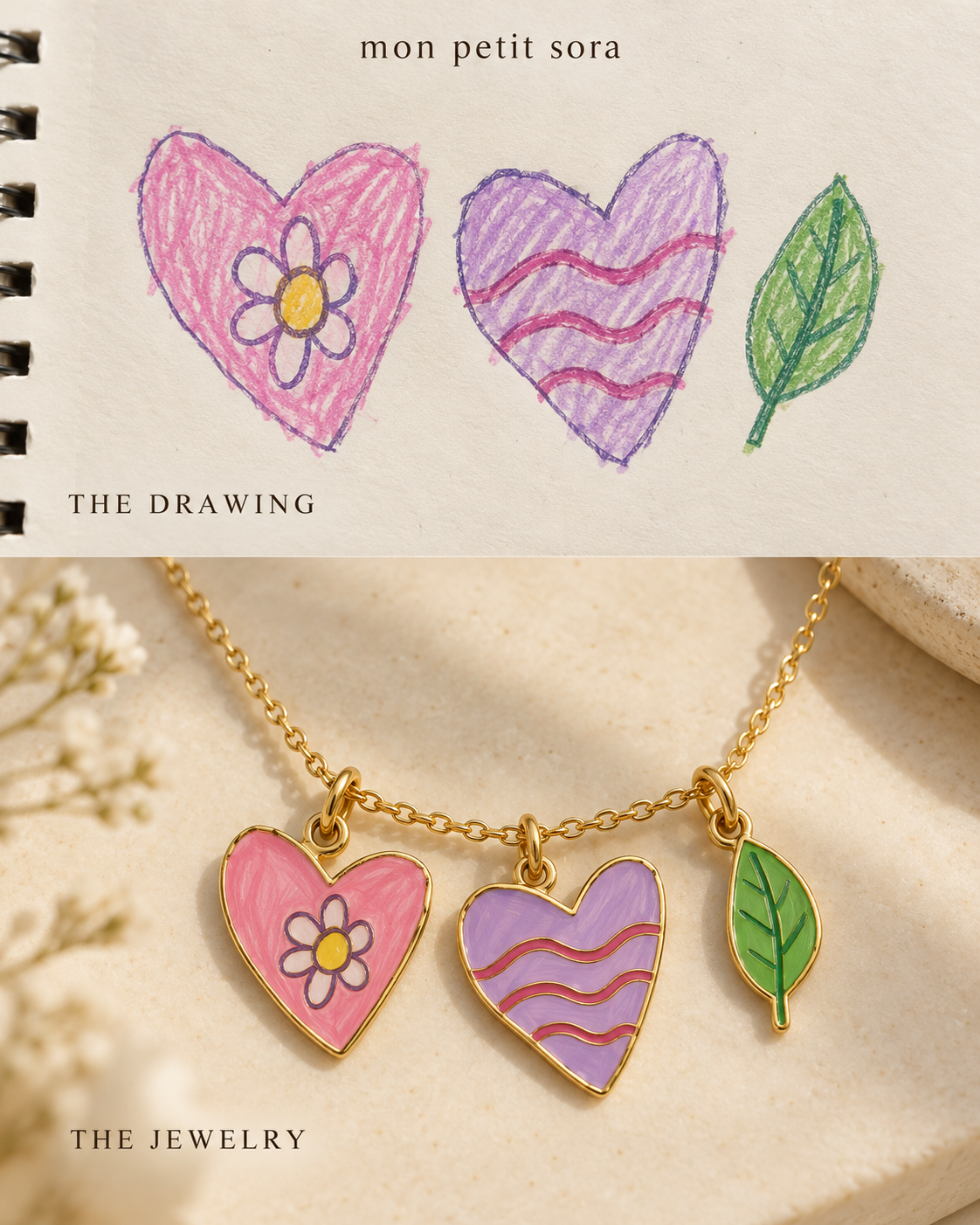Two Hearts Necklace detailed enamel jewelry concept